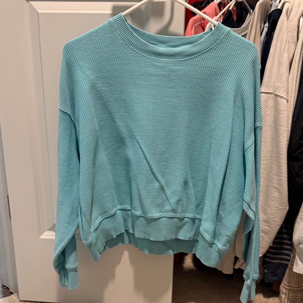 Aerie Blue Waffle Crew neck